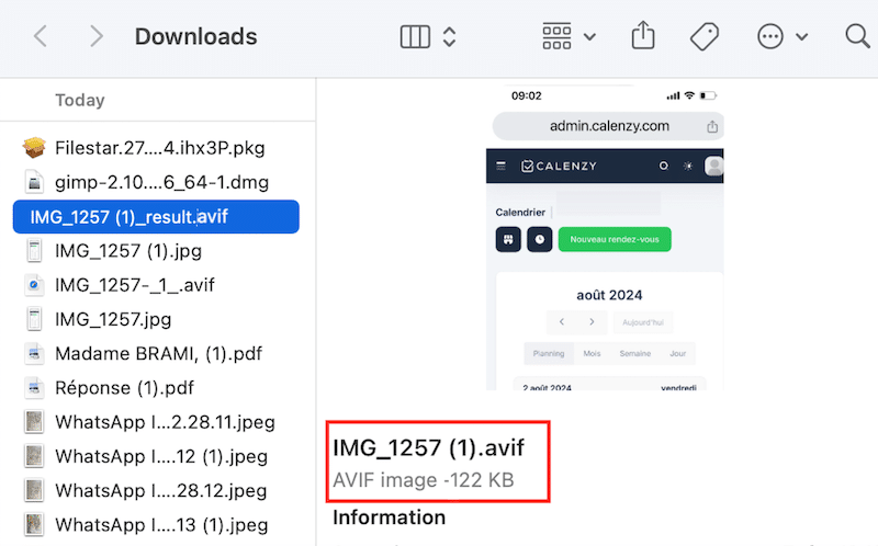 컴퓨터에 자동으로 다운로드된 AVIF 파일 - 출처: 내 데스크탑