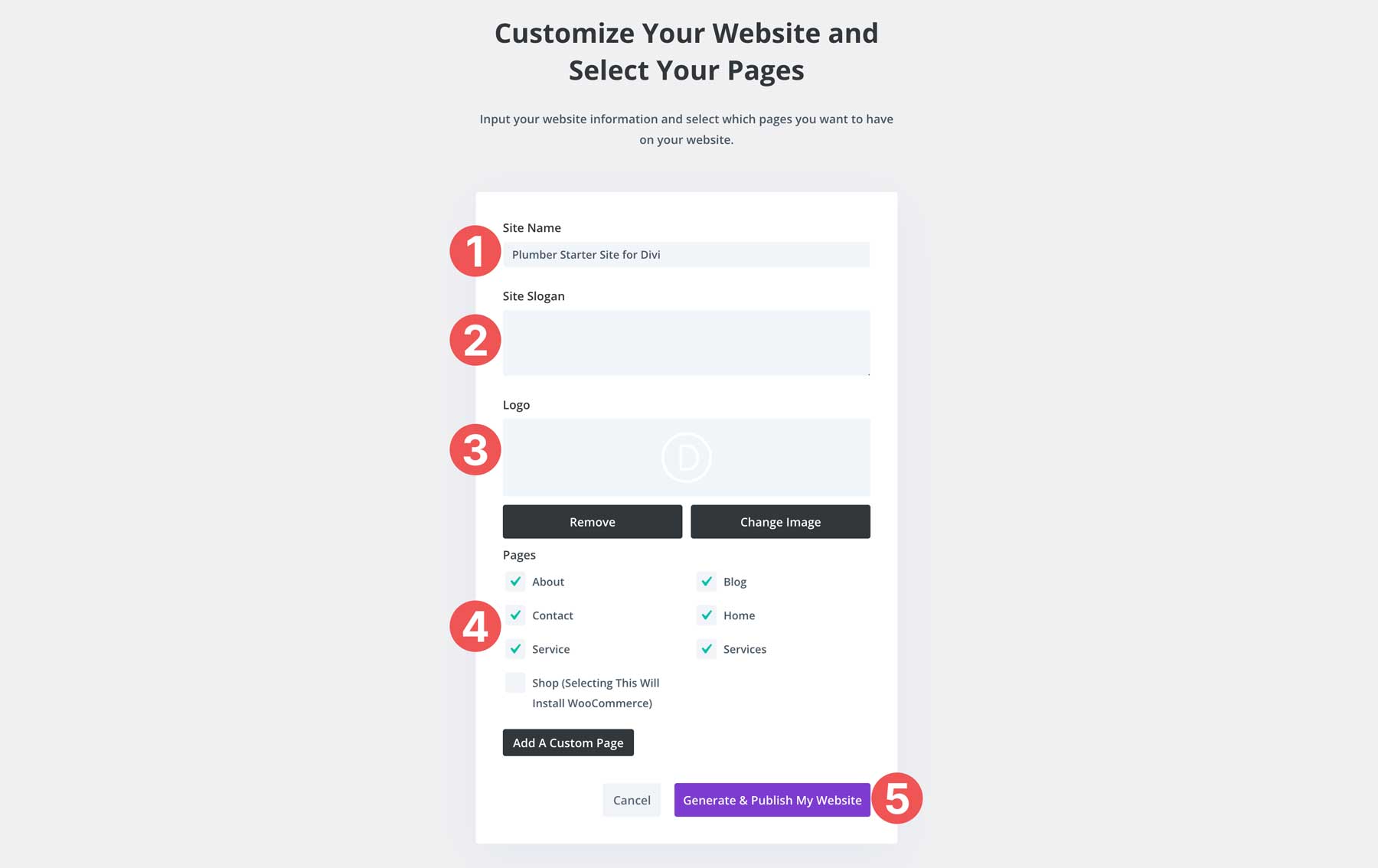 Стартовый сайт сантехника для Divi