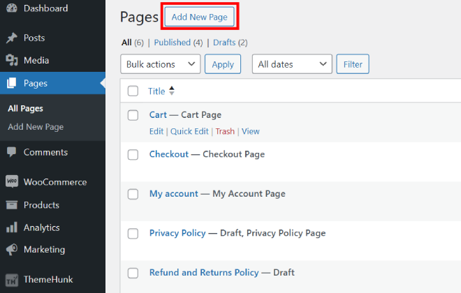 كيفية إضافة زر WooCommerce أضف إلى سلة التسوق في أي مكان في الصفحة؟ 6 Add new pages 1