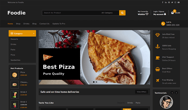 WordPress 用のベストベーカリー Web サイト テンプレート 9 4 Fast Food & Pizza Restaurants