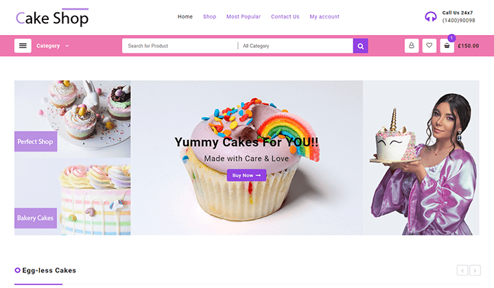 WordPress に最適なベーカリー Web サイト テンプレート 9 個 1 pastry cake shop demo