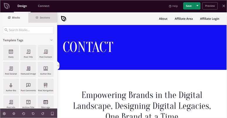 Seedprod-主題-編輯器-介面 - IsItWP - 免費 WordPress 主題偵測器 seedprod theme editor interface