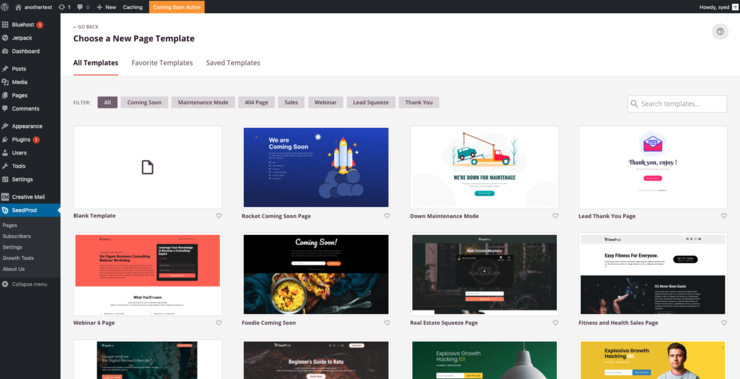 模板 - IsItWP - 免費 WordPress 主題檢測器 SeedProd templates