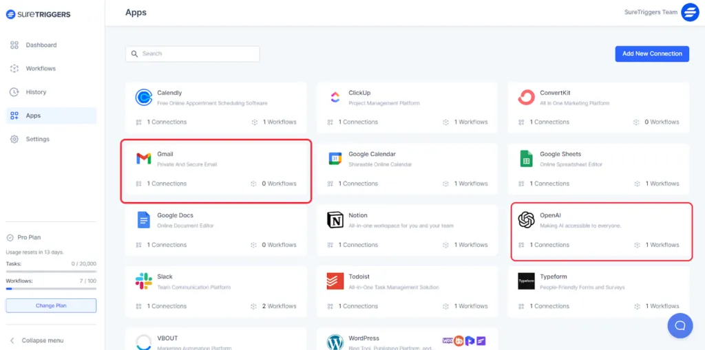 新增 Gmail 和 Slack 的新連接