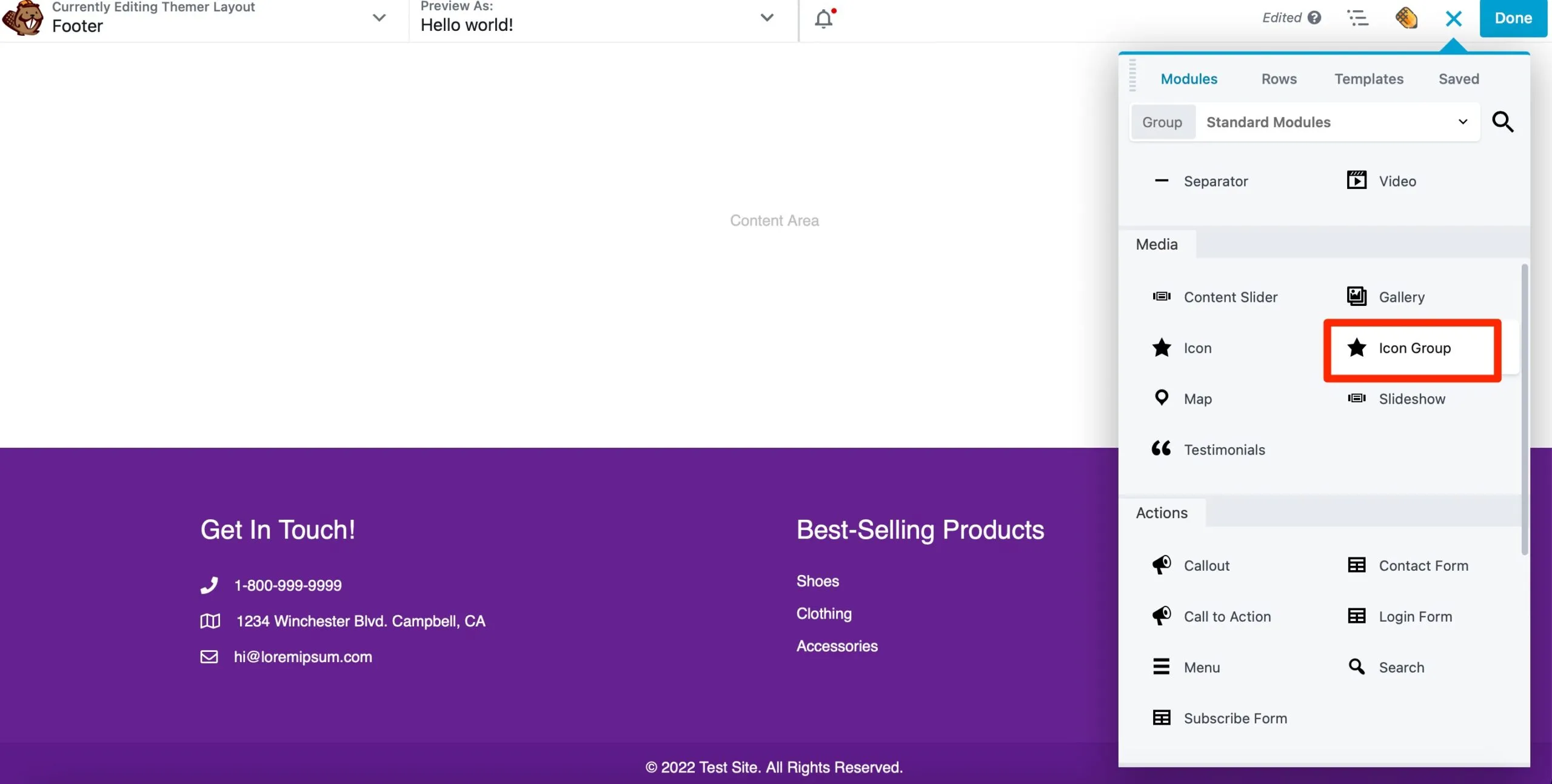 إضافة وحدة مجموعة الأيقونات في Beaver Builder