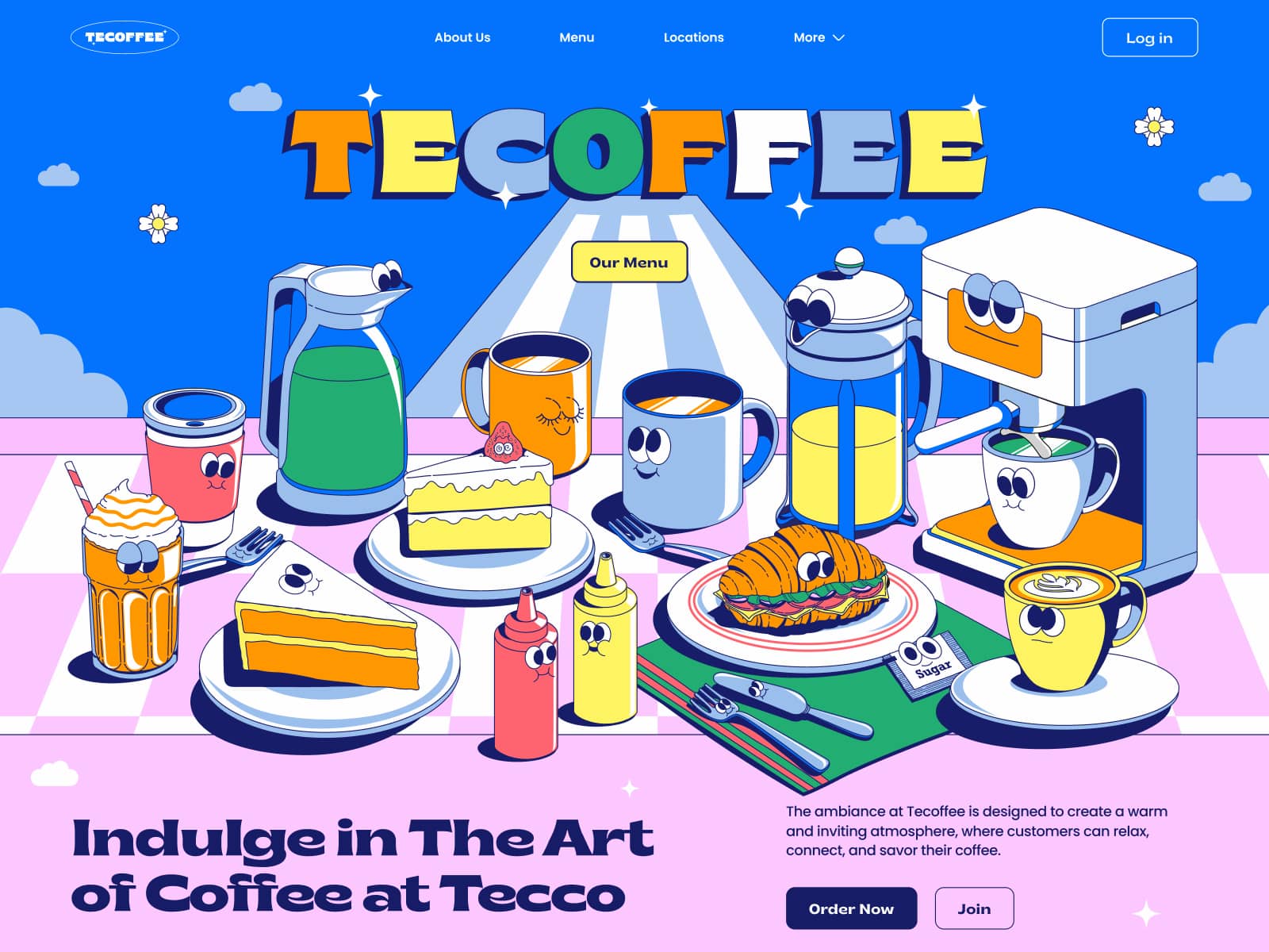 Пример веб-дизайна в стиле ретро от Аннисы Пуспасари (из Gintera) на Dribbble