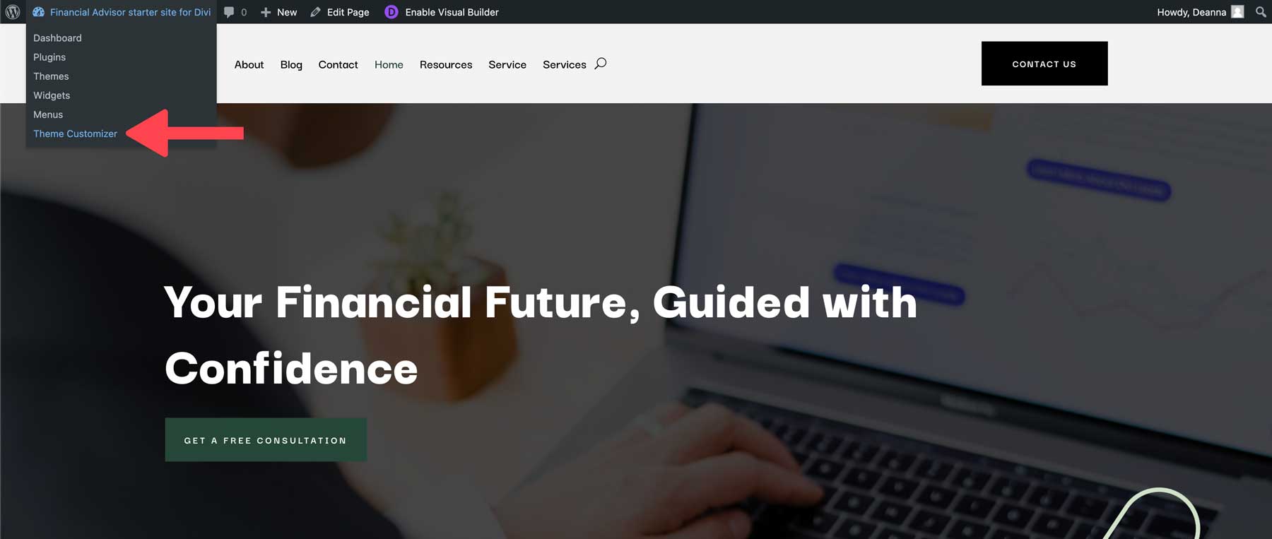Situs awal Penasihat Keuangan untuk Divi