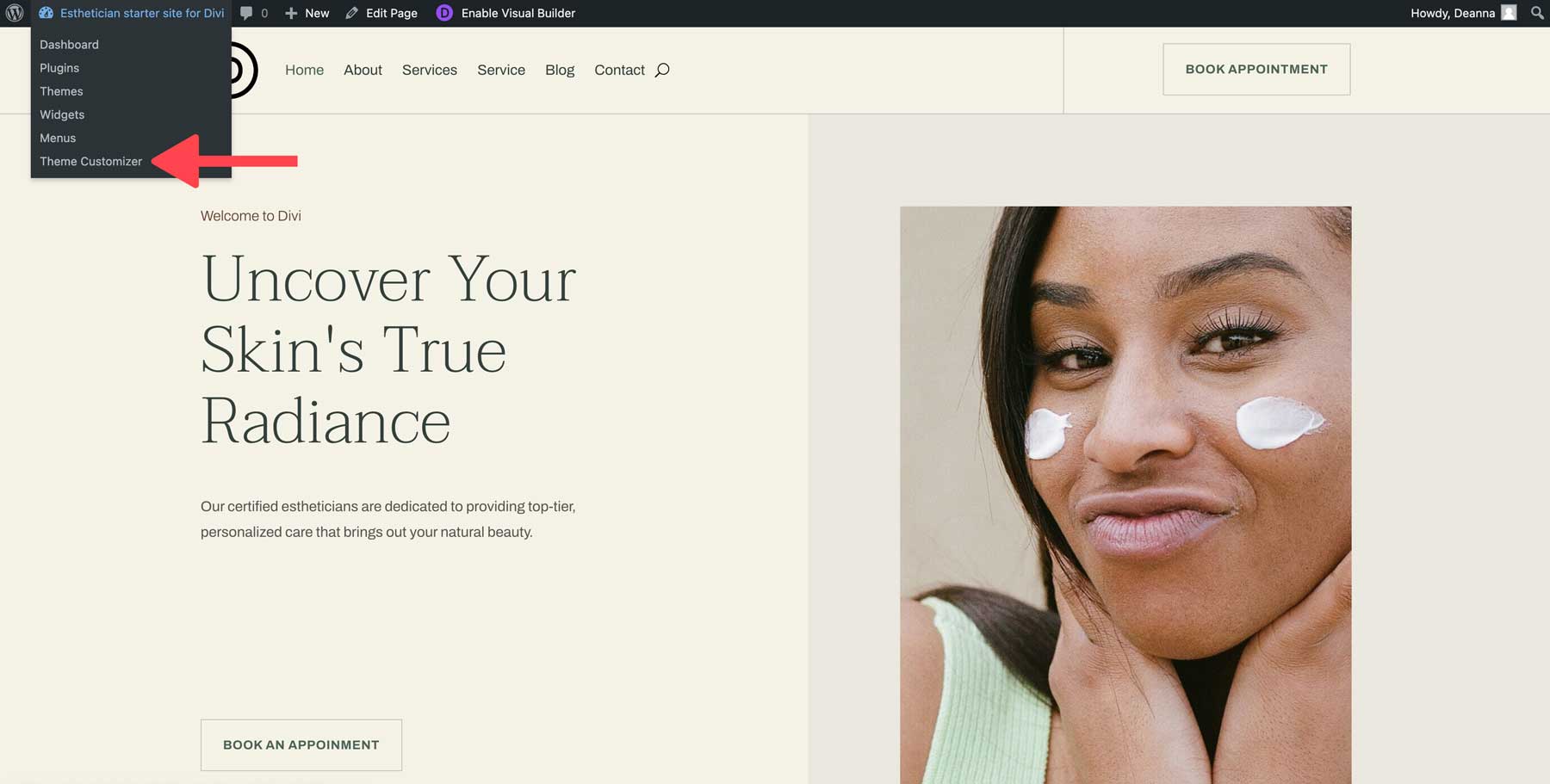 Divi 에스테틱 스타터 사이트