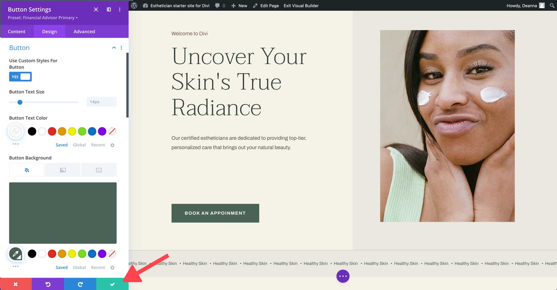 Divi 에스테틱 스타터 사이트