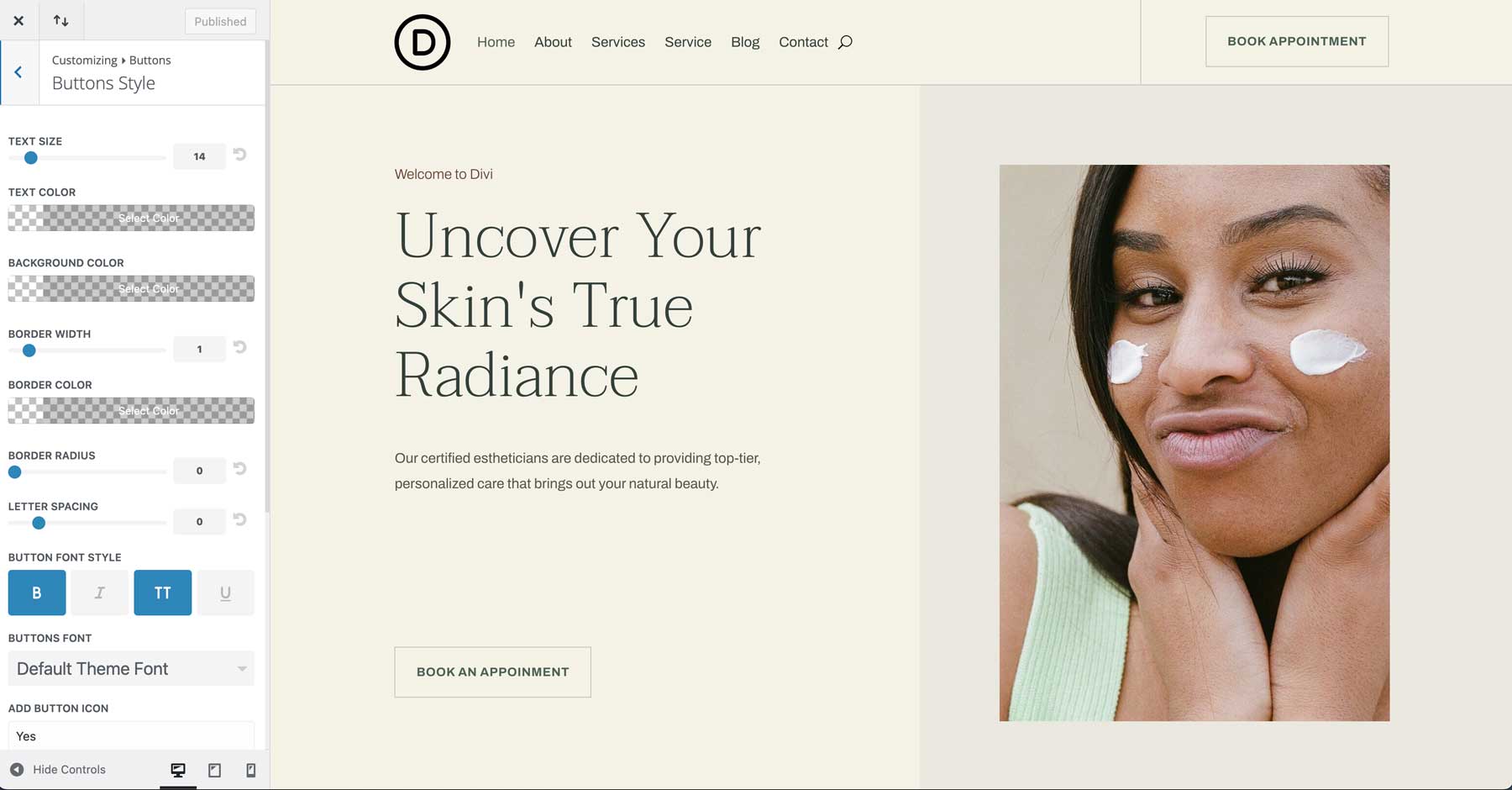 Divi 에스테틱 스타터 사이트