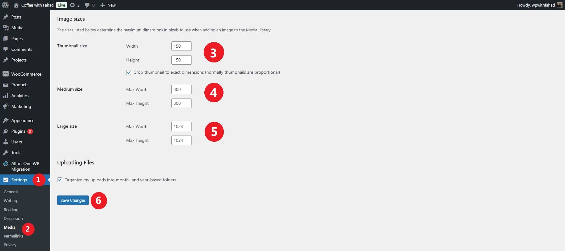 Domyślny rozmiar obrazu wordpress