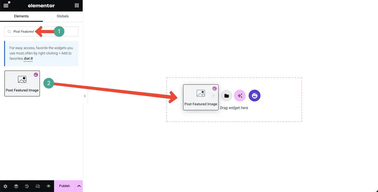 Как использовать виджет Elementor Loop Grid в WordPress с HappyAddons 6 Add the Post Featured Image to create the Loop Grid Template