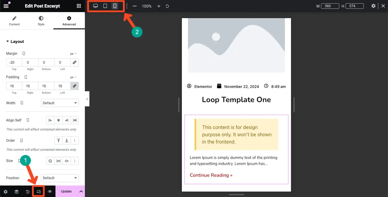 Как использовать виджет Elementor Loop Grid в WordPress с HappyAddons 15 Optimize the Template Layout for Mobile Devices