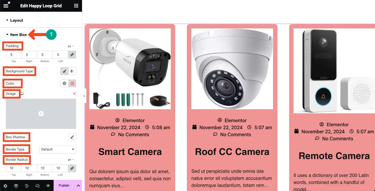 Как использовать виджет Elementor Loop Grid в WordPress с HappyAddons 27 Customize the Item Box
