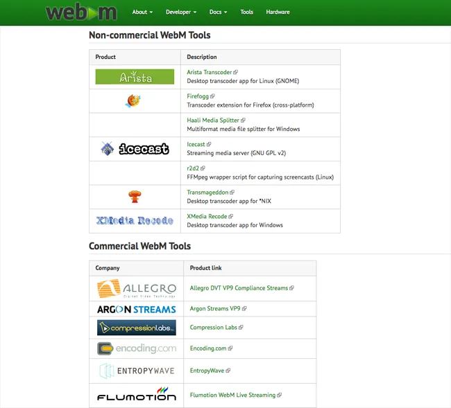 Outils de conversion WebM