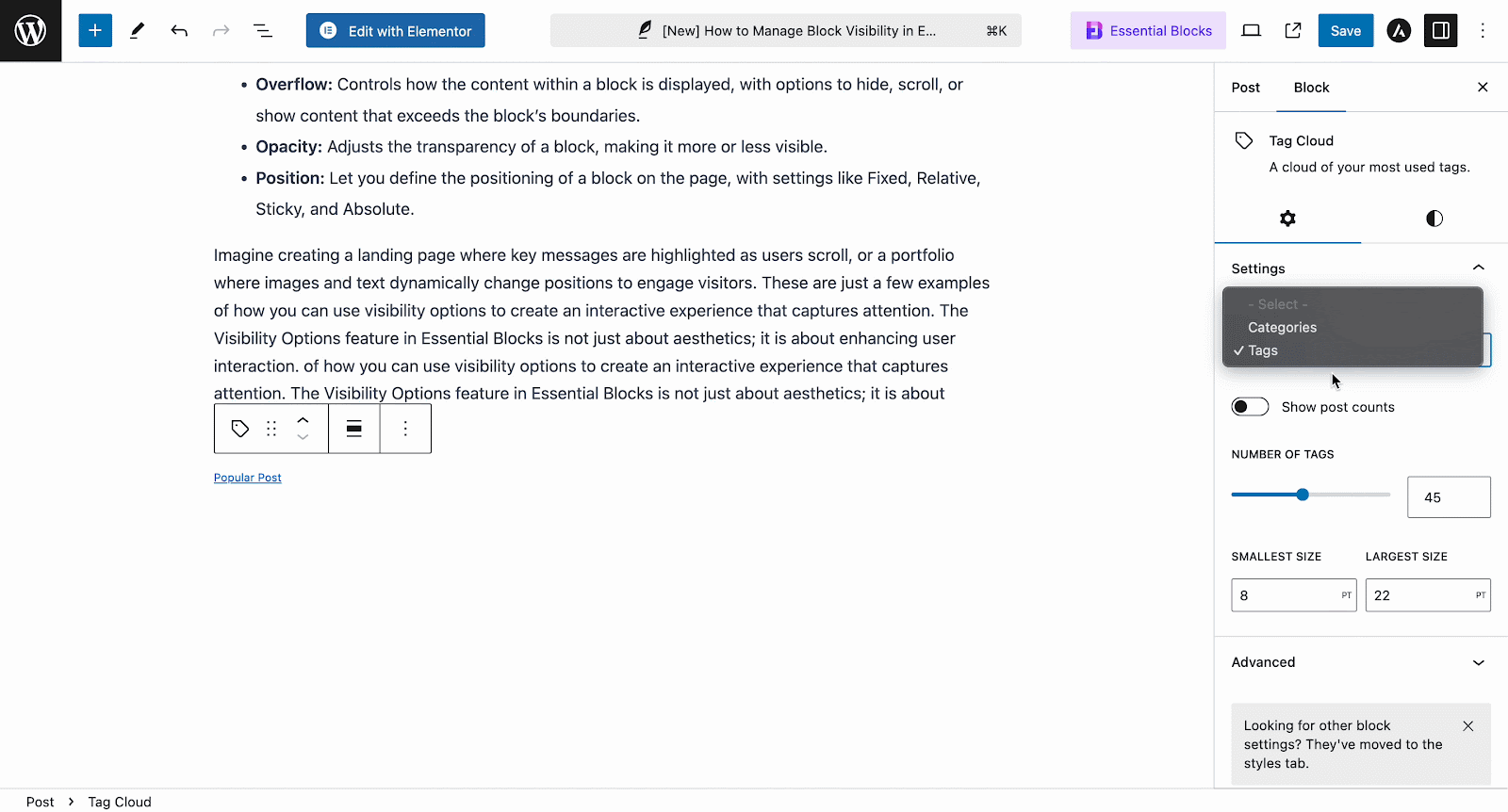WordPress で人気のタグ Popular Tags in WordPress