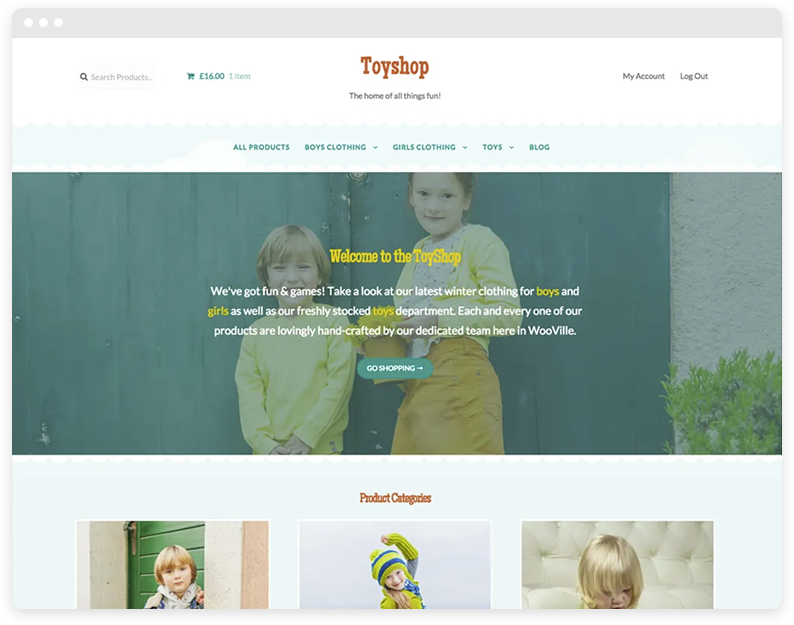Un exemple du thème WordPress ToyShop WooCommerce