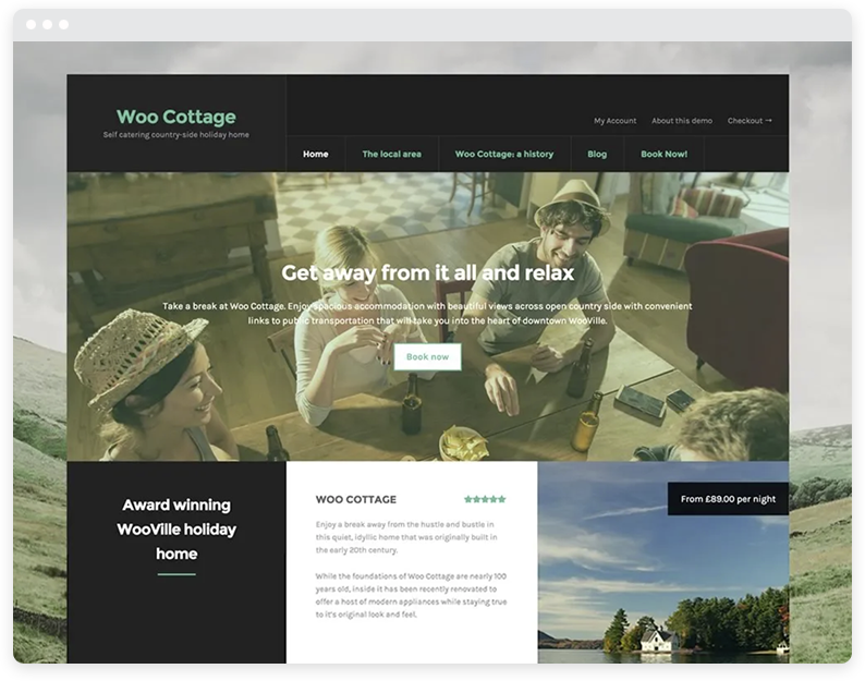 Un exemple du thème WordPress Hôtel WooCommerce