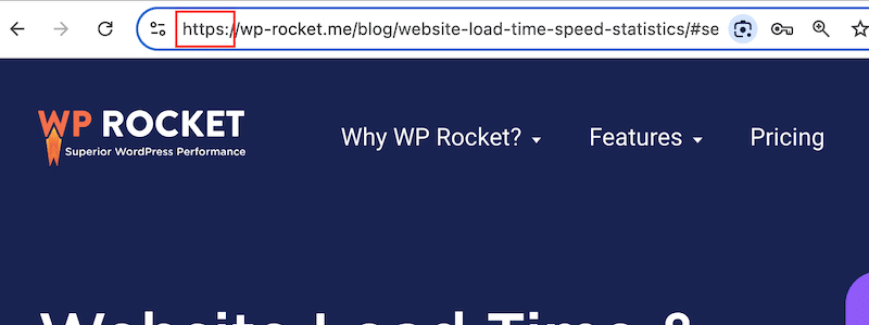 Exemple HTTPS – Source : WP Rocket