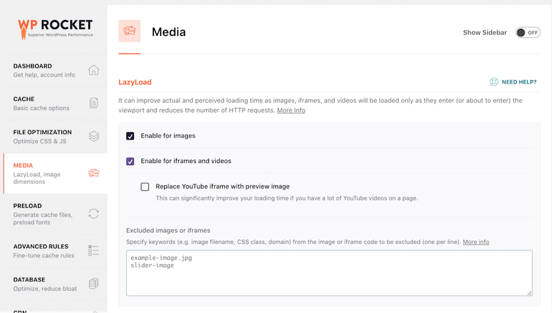 Appliquer le chargement différé en un clic – Source : WP Rocket