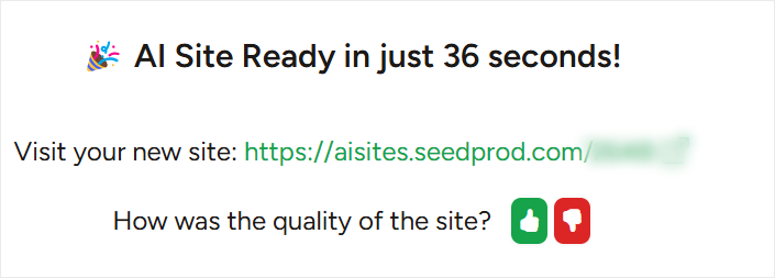 seedprod-ai-site-creation-complete - IsItWP - 無料の WordPress テーマ検出ツール seedprod ai site creation complete