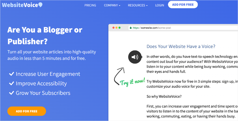 website-voice-homepage - IsItWP - 無料の WordPress テーマ検出ツール websitevoice homepage