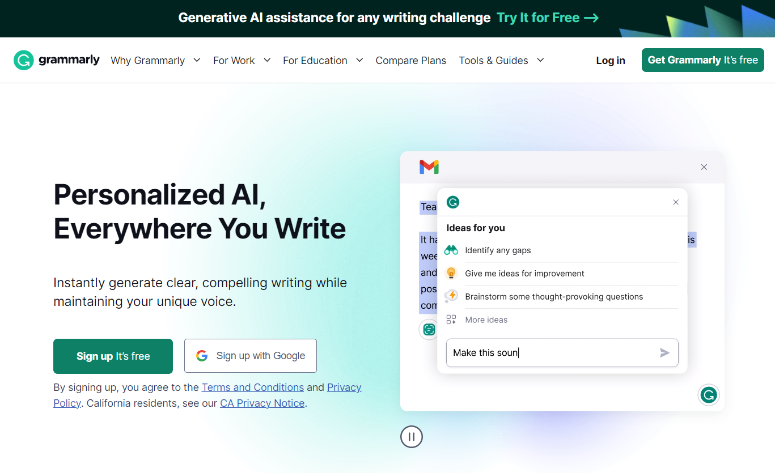 grammarly-homepage - IsItWP - 無料の WordPress テーマ検出ツール grammarly homepage