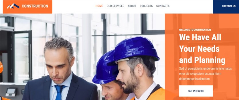 Captură de ecran a șablonului de construcție Gutenix.
