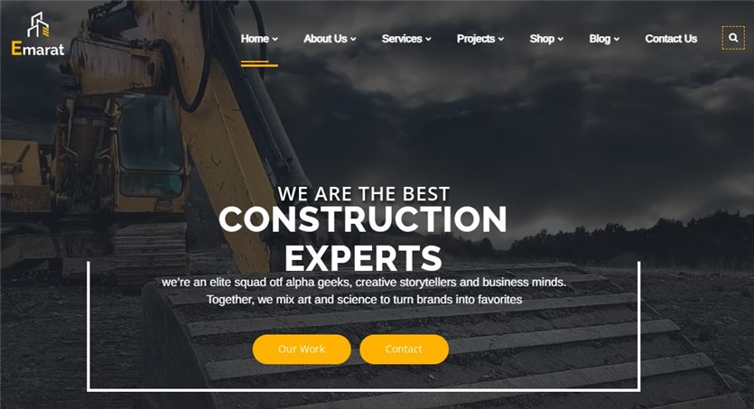 Captură de ecran a temelor WordPress pentru construcția Emarat.