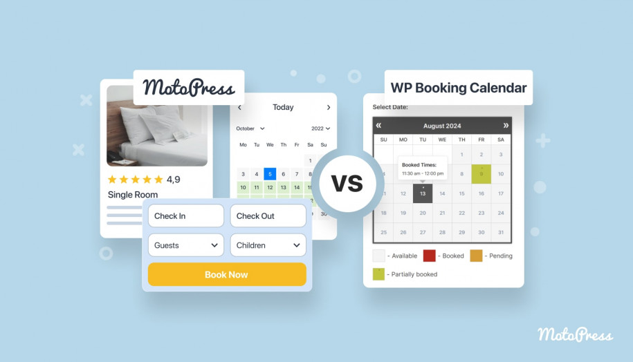 Calendarul de rezervări WP vs MotoPress.
