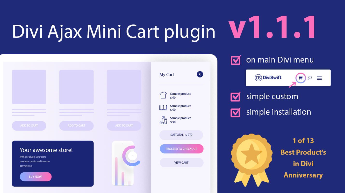 Divi Ajax 미니 카트