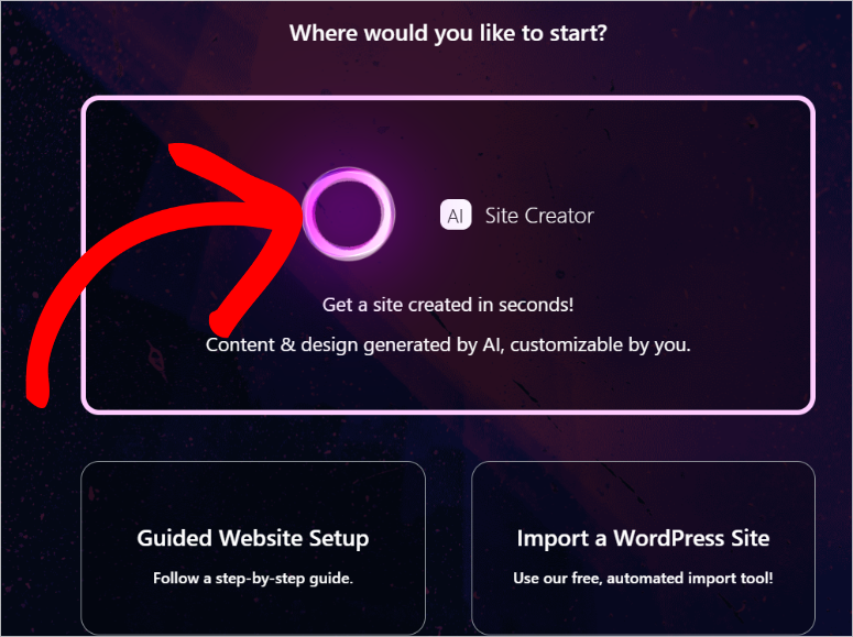 bluehost-ai-site-creator - IsItWP - Detector de temas de WordPress gratuito bluehost ai site creator