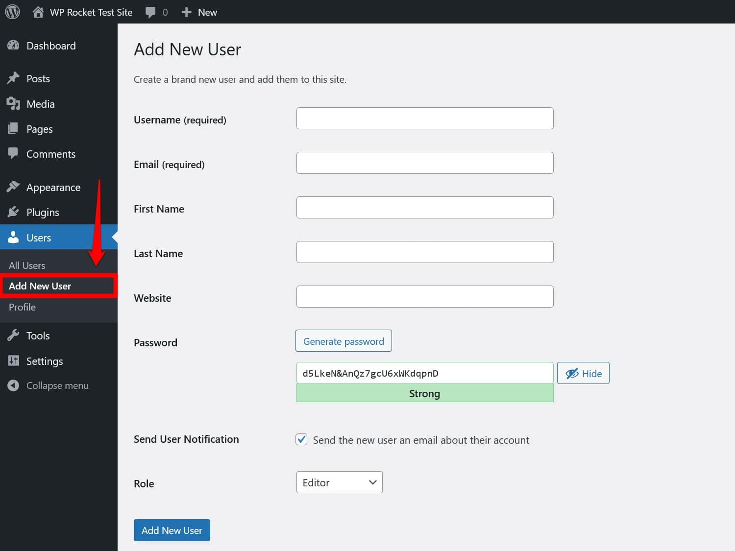 สร้างผู้ใช้ใหม่ใน WordPress