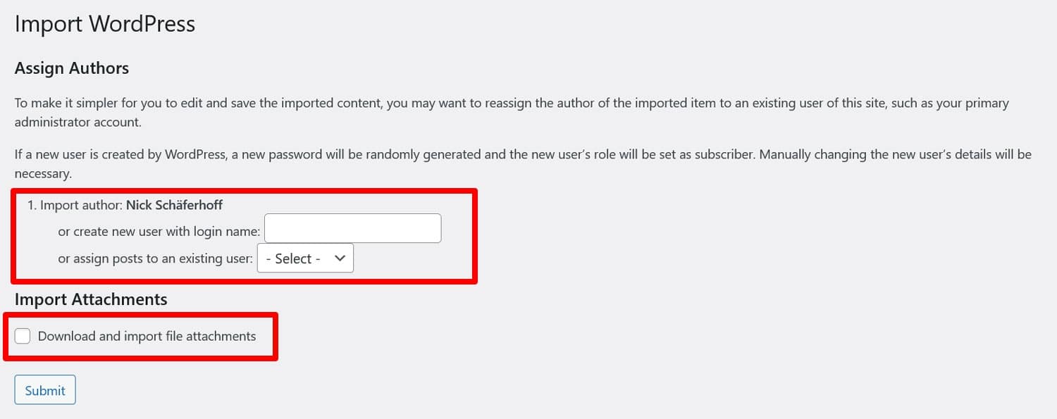 กำหนดเนื้อหาที่นำเข้าให้กับผู้ใช้ WordPress