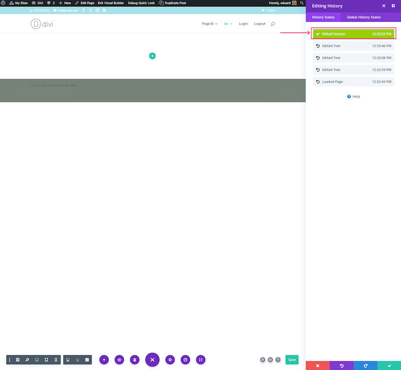 使用 Divi 构建器撤消更改 - 来源:Divi