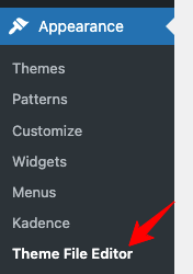 configurações do editor de arquivos de tema