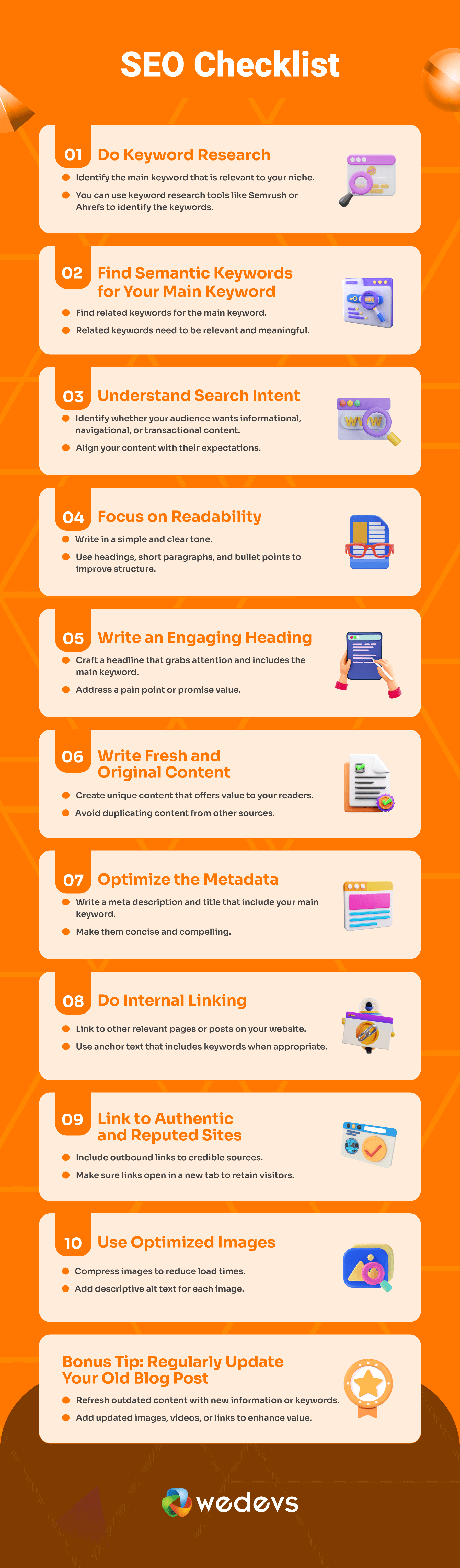O imagine care arată lista de verificare SEO pentru bloguri