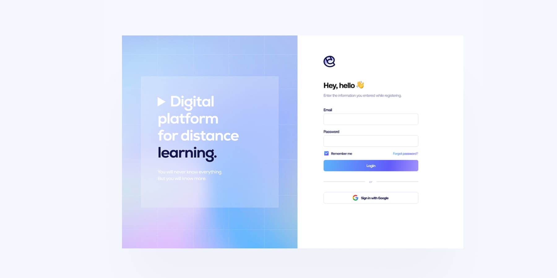 Une capture d'écran d'un exemple de page de connexion par Ali Sencan sur Dribbble