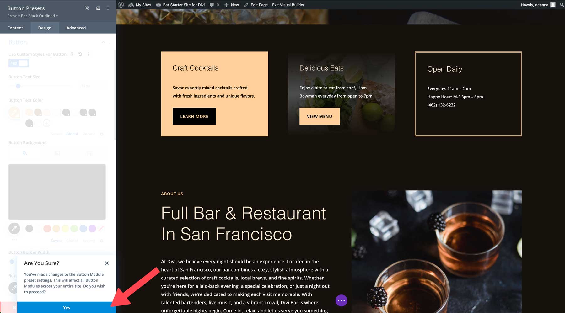 Divi のバー スターター サイト