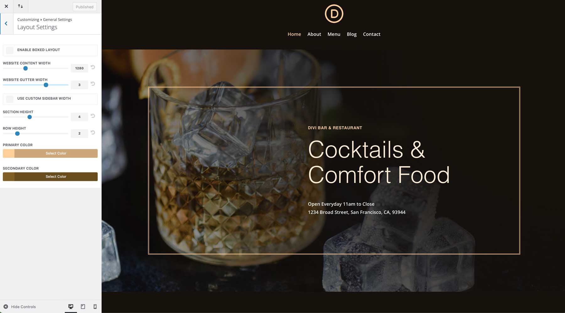 Divi のバー スターター サイト