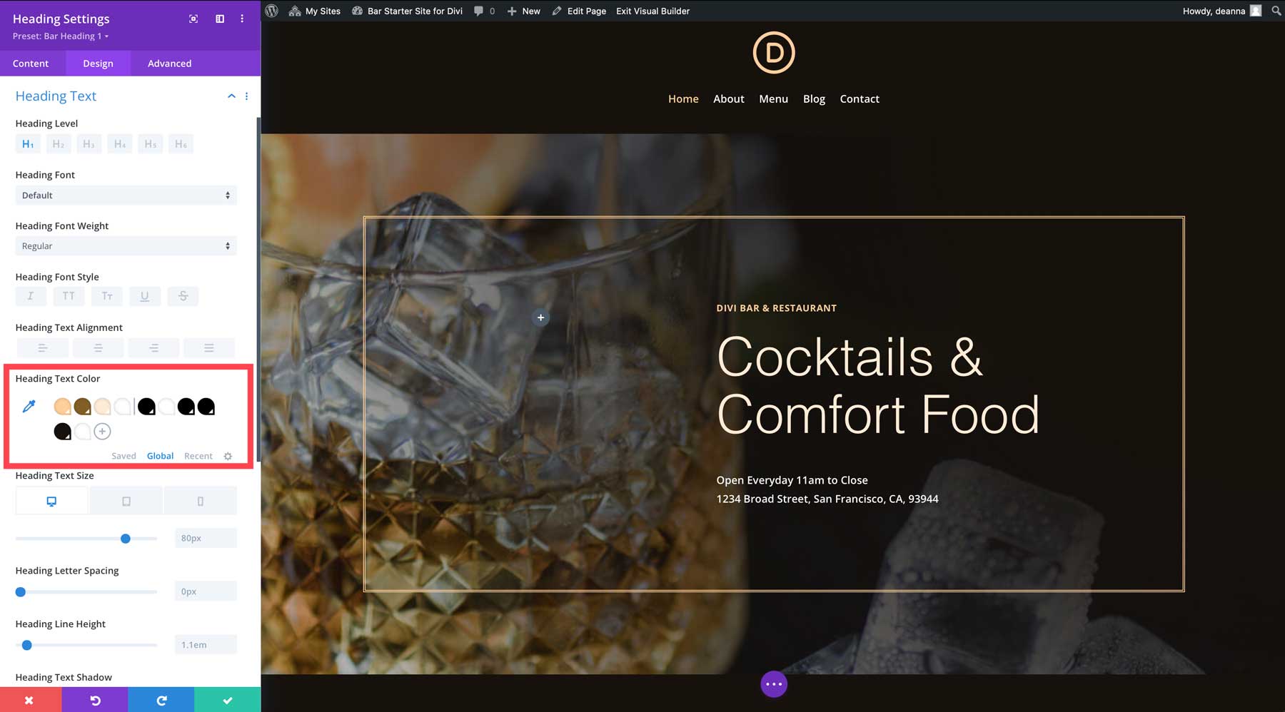 Divi のバー スターター サイト