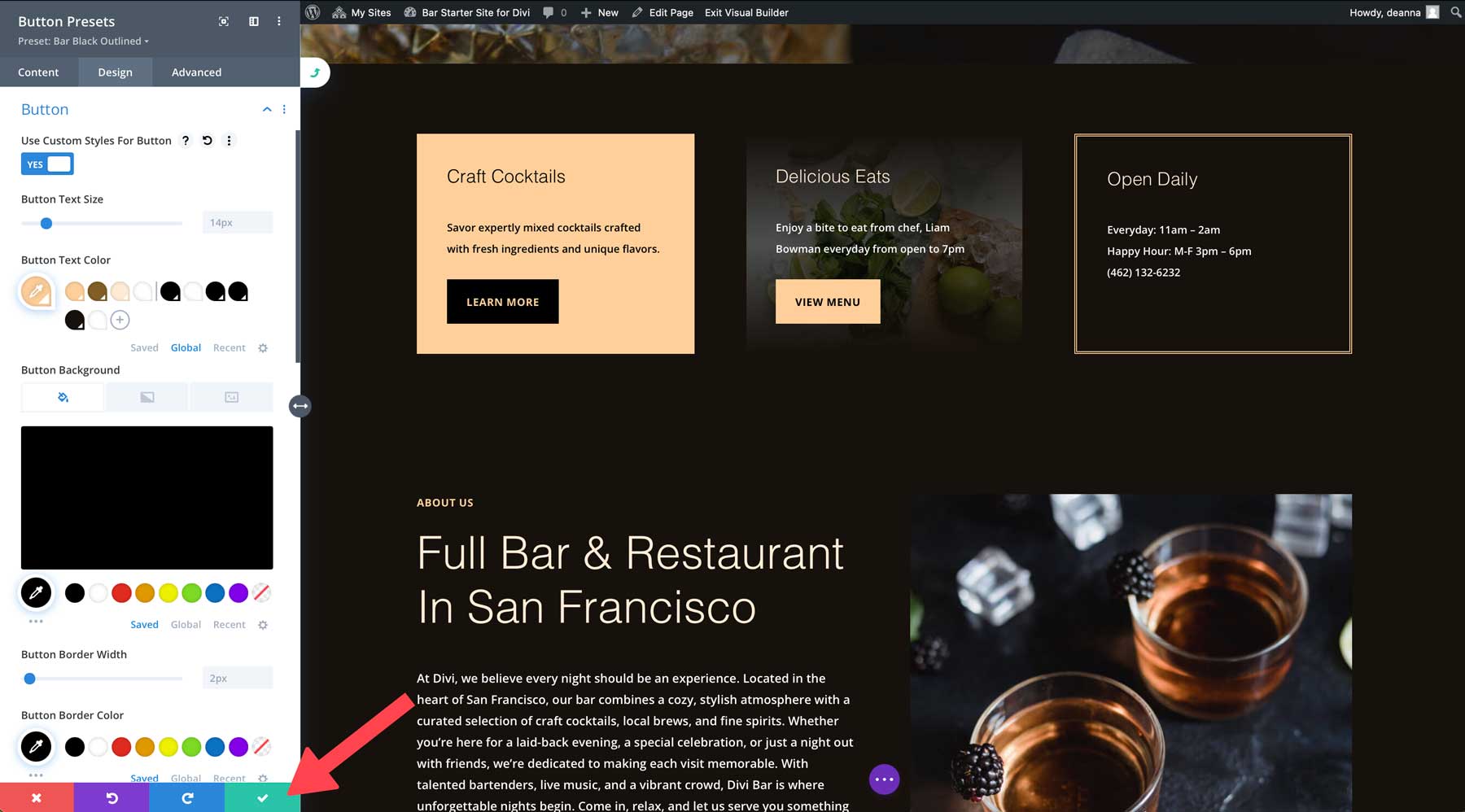 Divi のバー スターター サイト