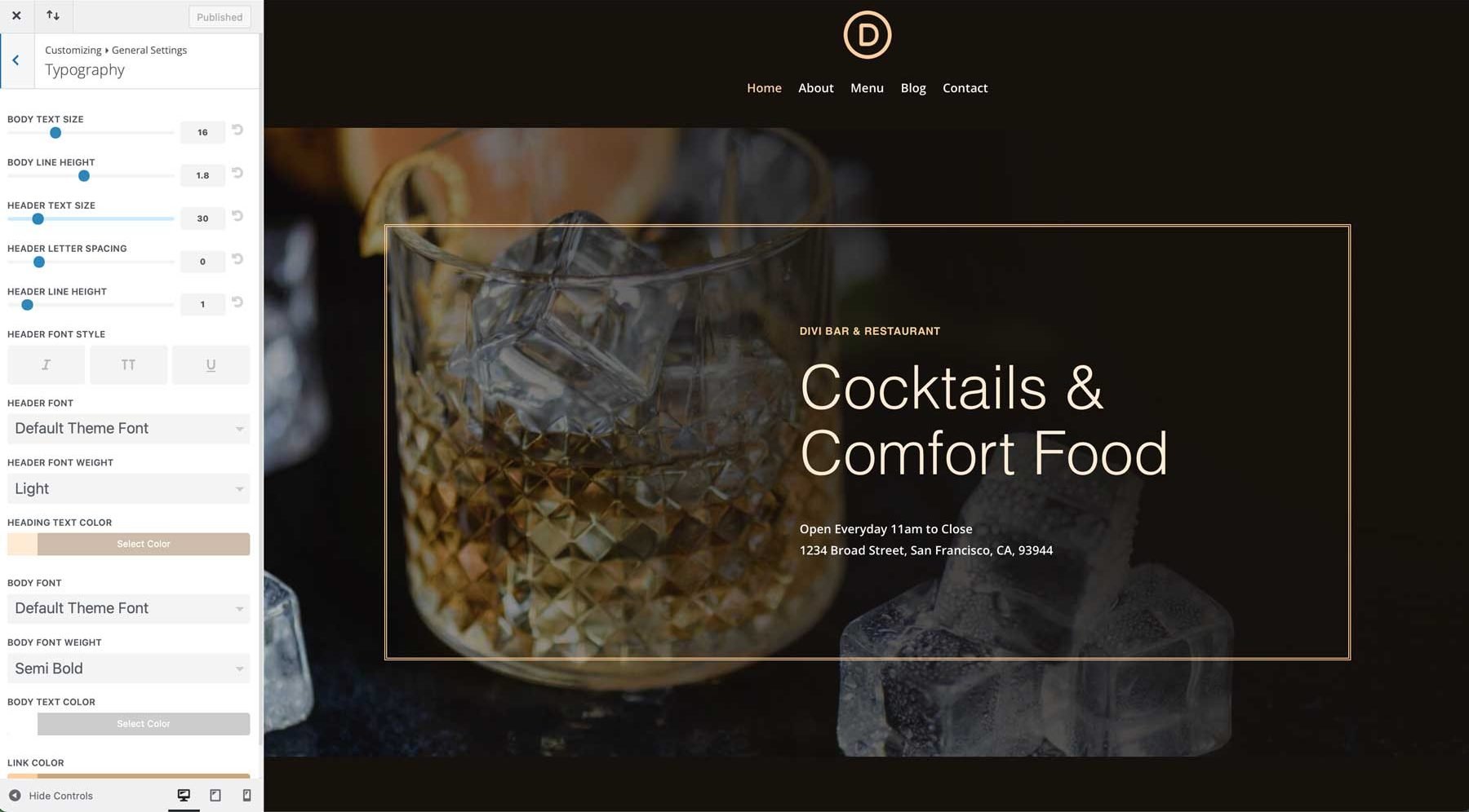 Divi のバー スターター サイト