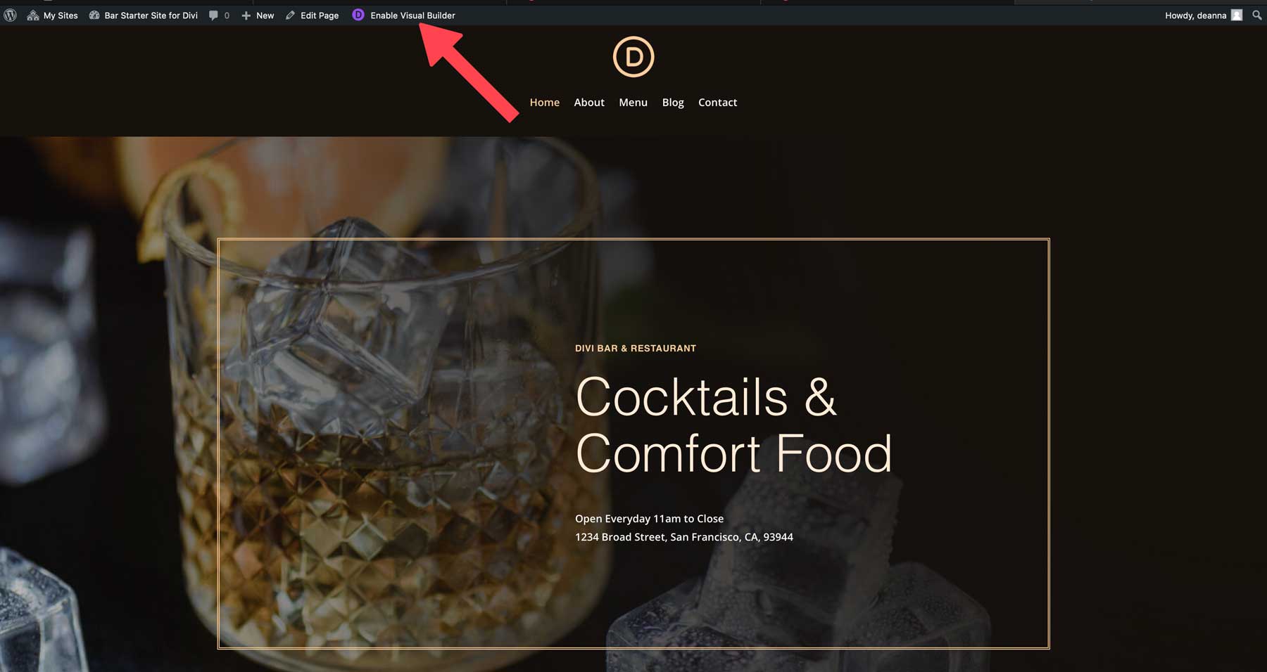 Divi のバー スターター サイト