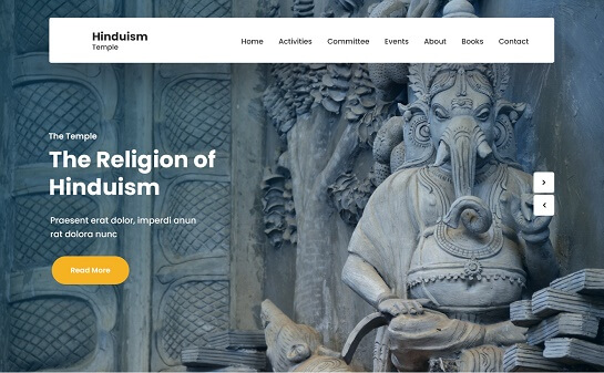 Tema de WordPress para templo hindú
