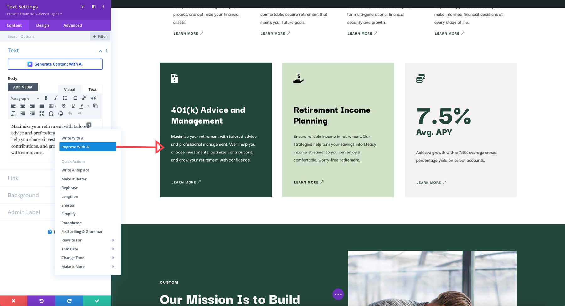 menghasilkan teks dengan Divi AI