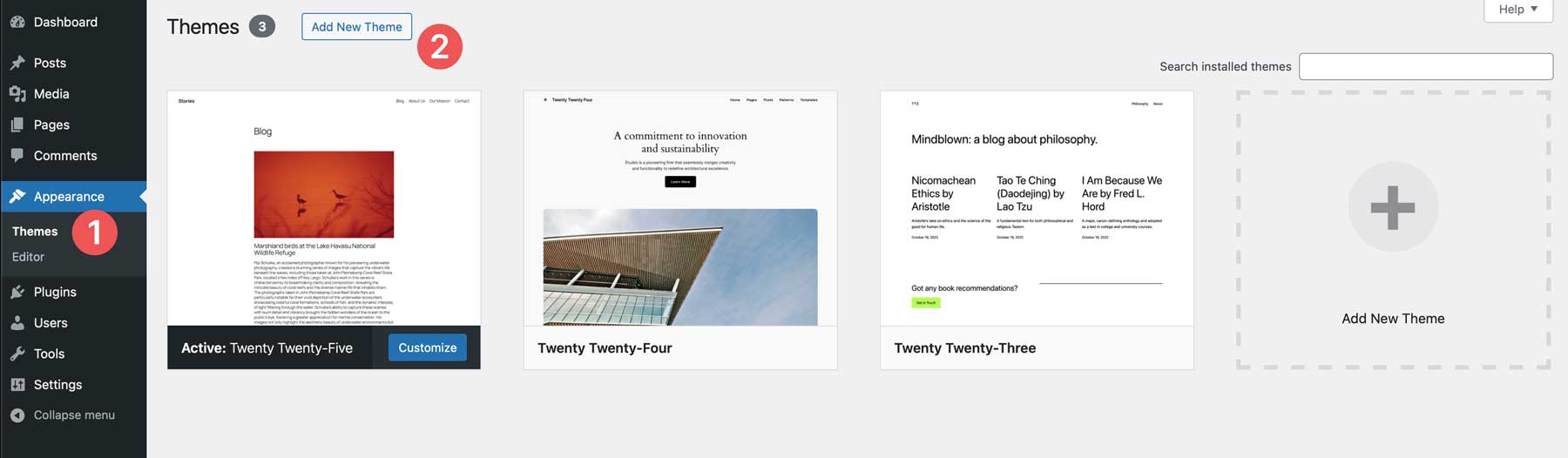 tambahkan tema WordPress baru