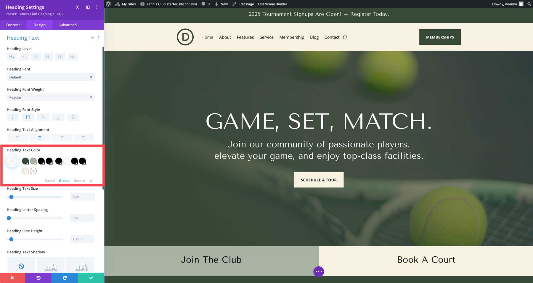 situs starter klub tenis untuk Divi