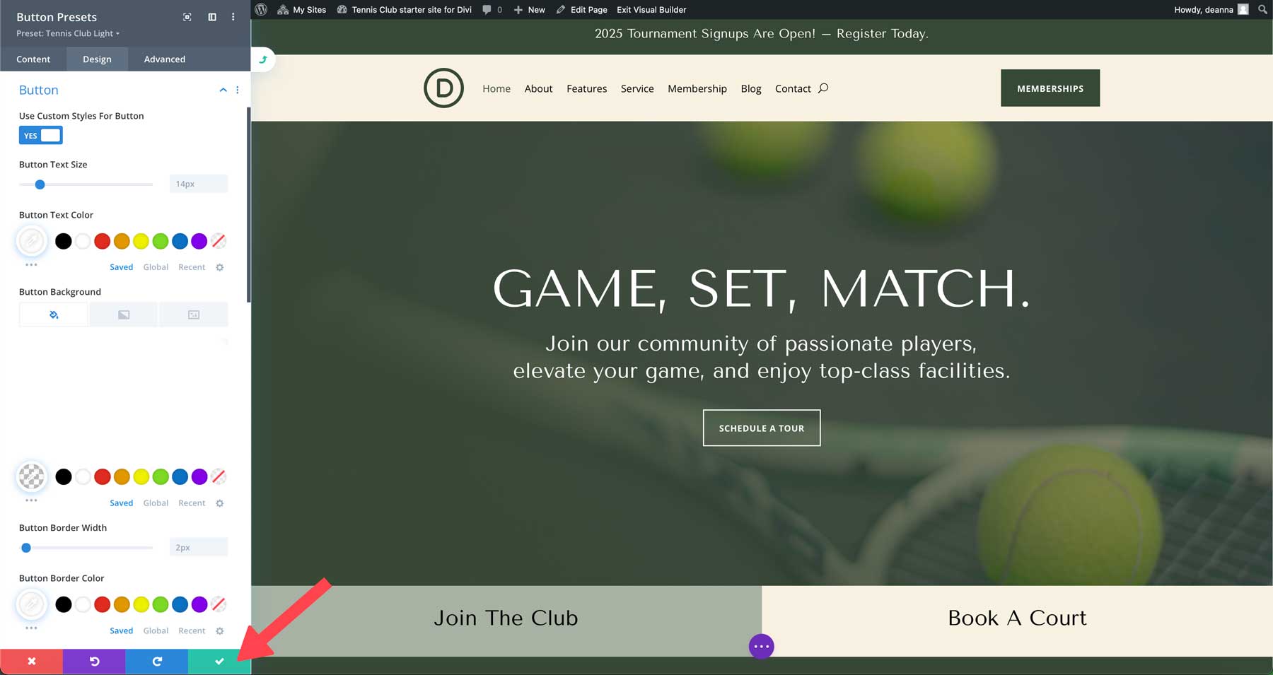 situs starter klub tenis untuk Divi