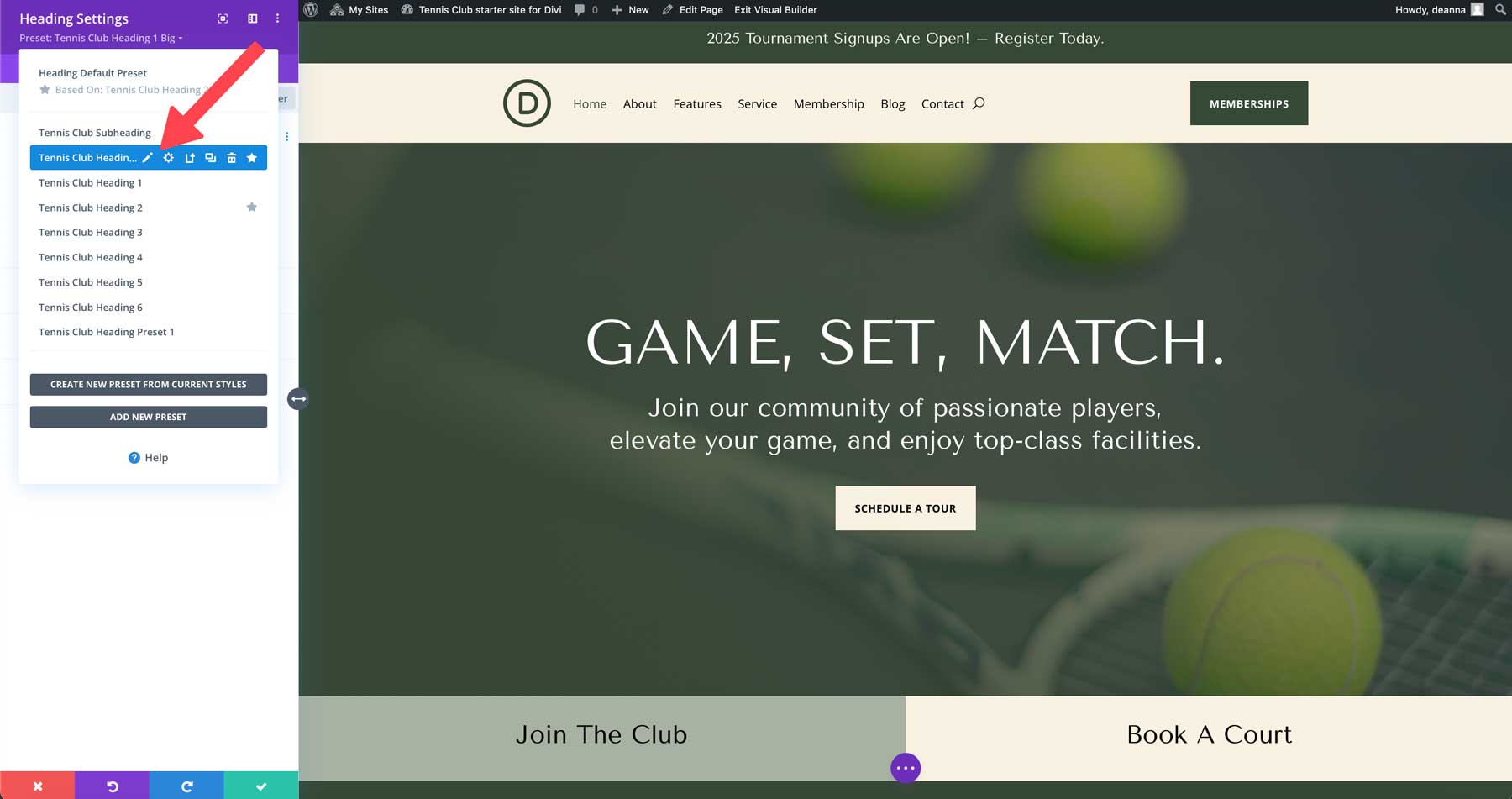 situs starter klub tenis untuk Divi